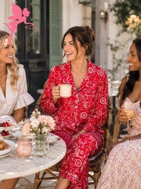 JULIA ARMORY Red Cotton Pajama Set